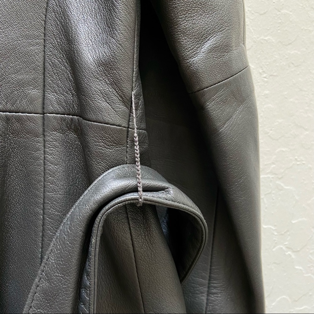Esprit gray belted leather jacket - Picture 11 of 12
